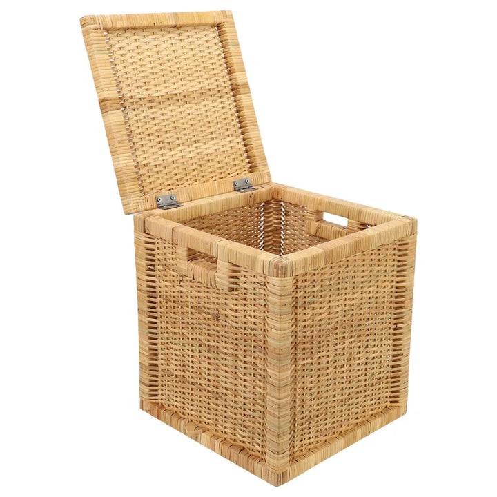 Wicker Storage Basket with Lid for Bathroom - Torrenfield