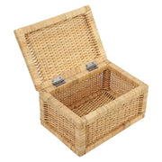 Luxury Rattan Handicrafts  wicker water hyacinth kauna grass bamboo cane Storage Basket with Lids Rectangular Handwoven Wicker Organizer Baskets D