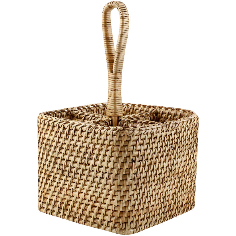 Cane Spoon Stand for Dining Table | Rattan Cutlery Holder - Roland