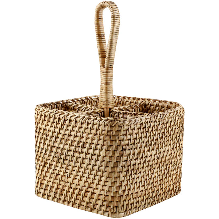 Cane Spoon Stand for Dining Table | Rattan Cutlery Holder - Roland