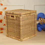 Wicker Storage Basket with Lid for Bathroom - Torrenfield