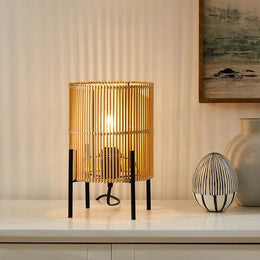 Rattan Table Lamp for Living Room | Bamboo Bedside Table Lamp - Artina