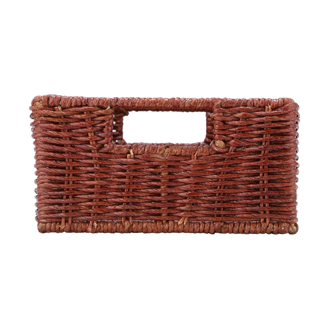 Rattan Storage Basket 16x9x4.5 Inch for Home - Xylander