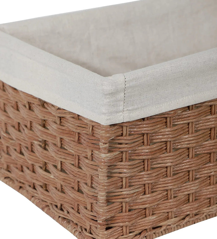 Luxury Rattan Handicrafts  Handcrafted Rectangular Wicker Basket for Cloths, Storage Basket, Bin Organizer for Toiletry Cosmetic Towels Toys Bathr