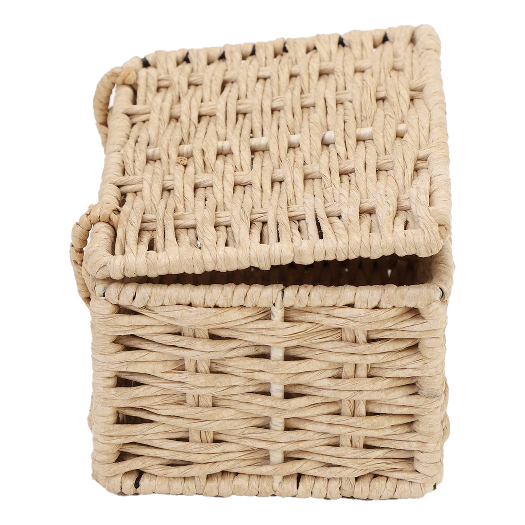Luxury Rattan Handicrafts  wicker water hyacinth kauna grass bamboo cane Storage Basket with Lids Rectangular Handwoven Wicker Organizer Baskets D