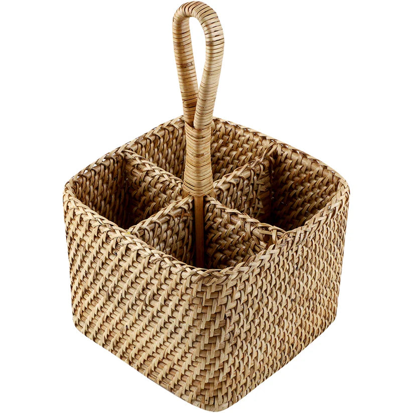 Cane Spoon Stand for Dining Table | Rattan Cutlery Holder - Roland