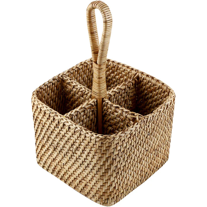 Cane Spoon Stand for Dining Table | Rattan Cutlery Holder - Roland