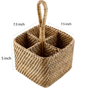 Cane Spoon Stand for Dining Table | Rattan Cutlery Holder - Roland