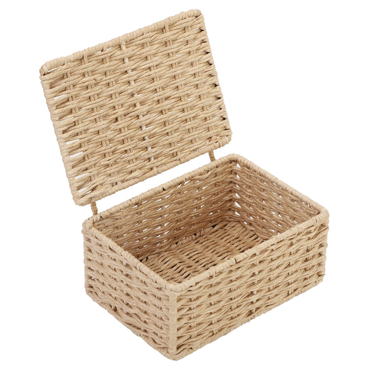 Ishani kauna grass wicker storage basket with lid