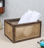Luxury Rattan Handicrafts  Rattan cane webbing Storage basket | Wicker basket for storage organizer | Kauna Grass storage basket For Home | Kitchn Living Room - (Medium, Dark Brown) - Luxury Rattan Handicrafts 