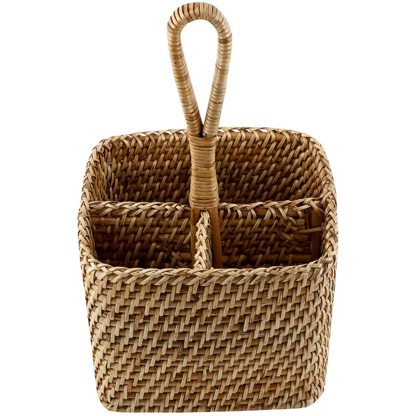 Cane Spoon Stand for Dining Table | Rattan Cutlery Holder - Roland