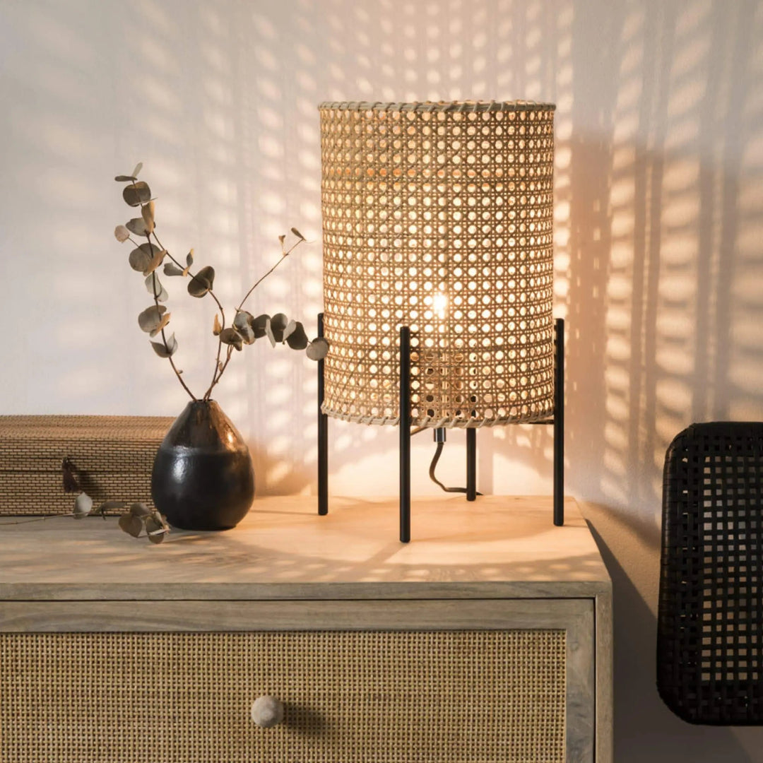 Rattan Table lamp for Living room | Bamboo Bedside table lamp | Cane Table lamp -Addie by Luxury Rattan Handicrafts 