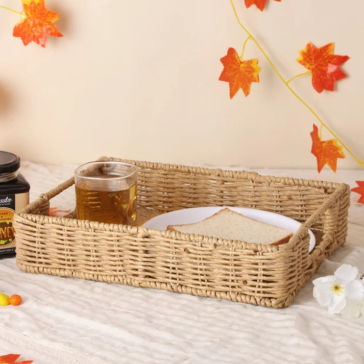 Seagrass Serving Tray for Kitchen | Kauna Grass Platter with Handles - Xerionson