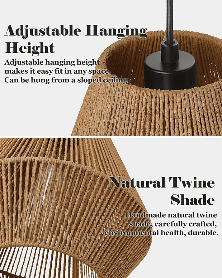 Seagrass Pendant Light for Dining Room | Woven Hanging Lamp - Alvina