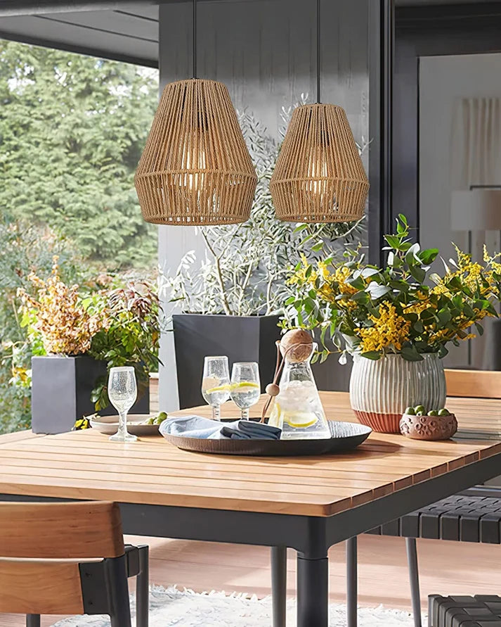 Seagrass Pendant Light for Dining Room | Woven Hanging Lamp - Alvina