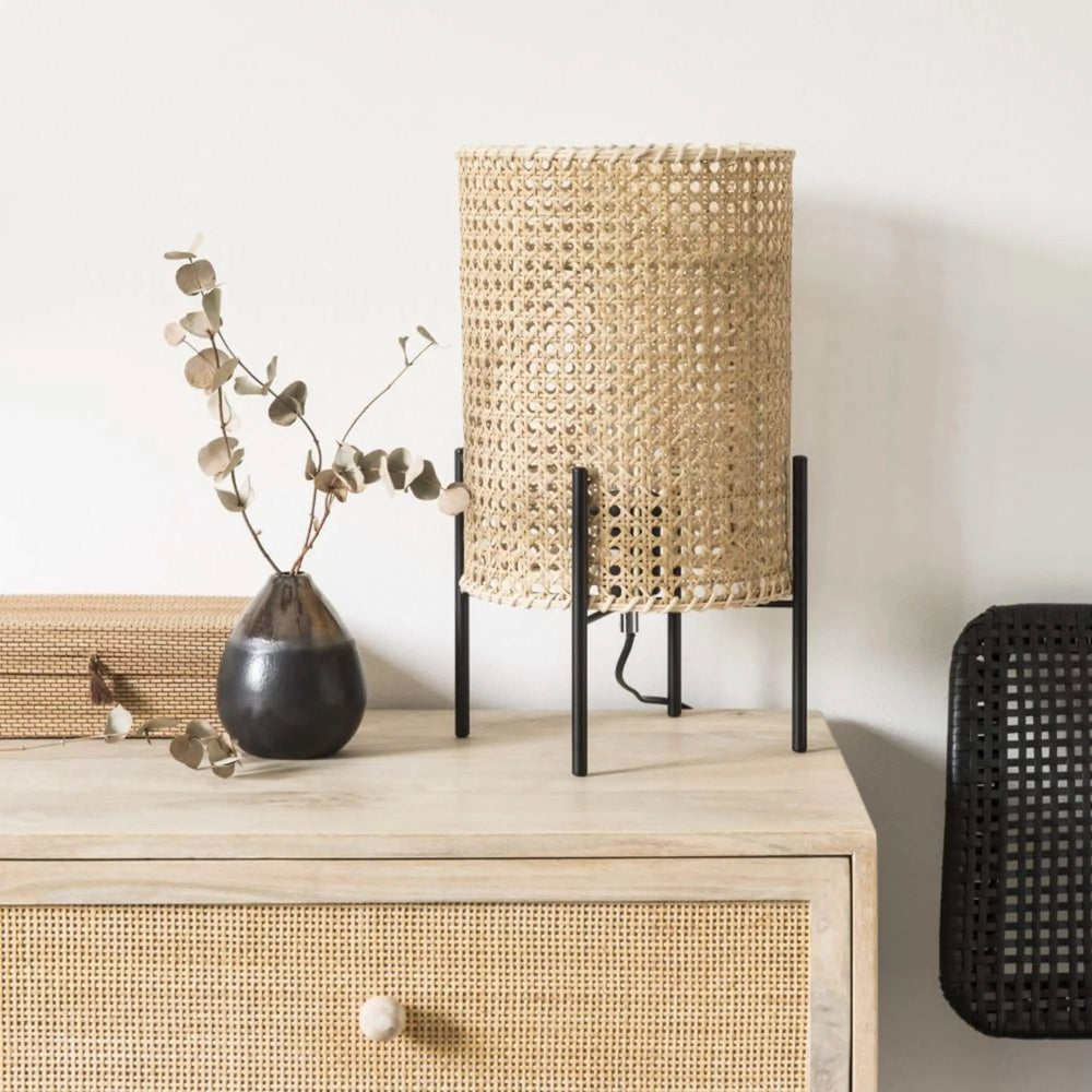Rattan Table lamp for Living room | Bamboo Bedside table lamp | Cane Table lamp -Addie by Luxury Rattan Handicrafts 