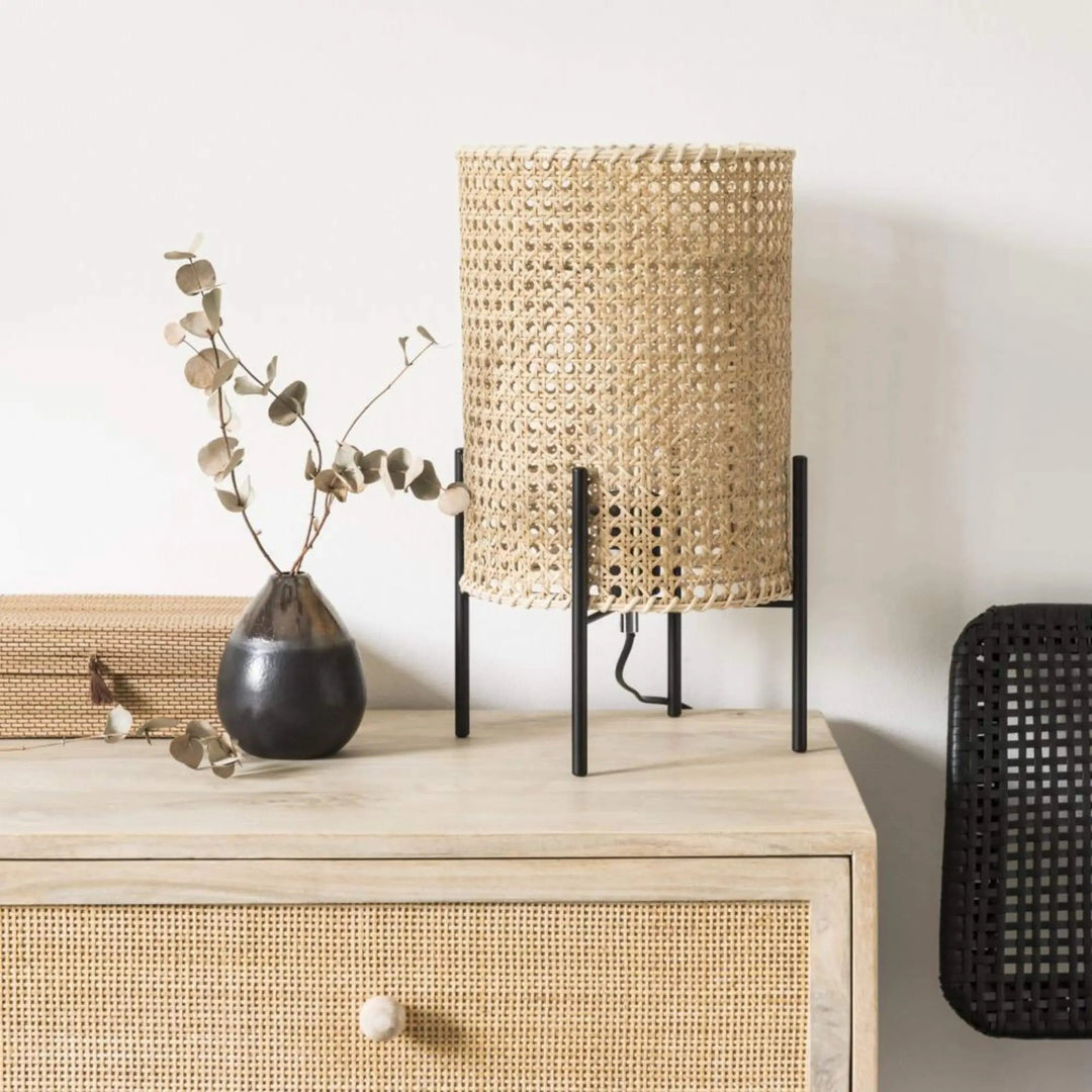 Rattan Table lamp for Living room | Bamboo Bedside table lamp | Cane Table lamp -Addie by Luxury Rattan Handicrafts 