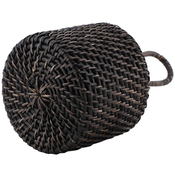 Cane Round Spoon Stand for Dining Table Dark Brown - Osric