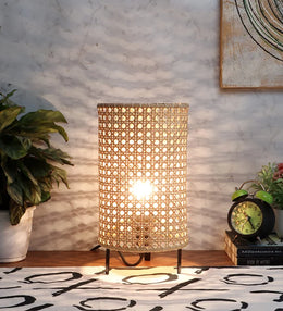 Rattan Table lamp for Living room | Bamboo Bedside table lamp | Cane Table lamp -Adina