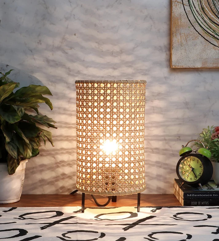 Rattan Table lamp for Living room | Bamboo Bedside table lamp | Cane Table lamp -Adina