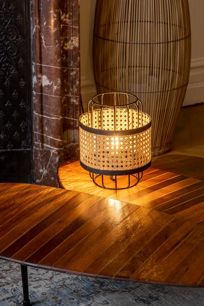 Rattan Table Lamp for Living Room | Bamboo Bedside Table Lamp - Levi