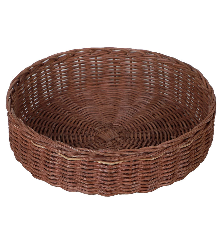 Luxury Rattan Handicrafts  Wicker Serving Tray Wooden Serving Tray for Home | Dining Table Decorative Trays | Serving Tray for Party Guests | Platter with Handles Diwali or Deepawali Gifts | 10 x 10 x 2 (Brown) - Luxury Rattan Handicrafts 