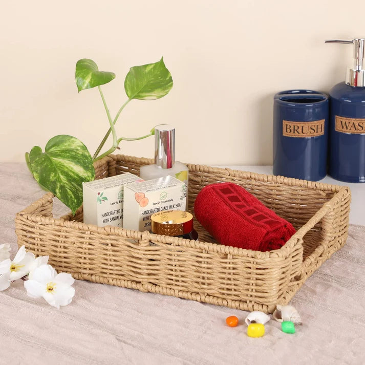 Seagrass Serving Tray for Kitchen | Kauna Grass Platter with Handles - Xerionson