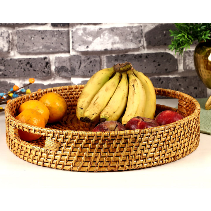 Wicker Round Tray Large for Dining Table- Yvette