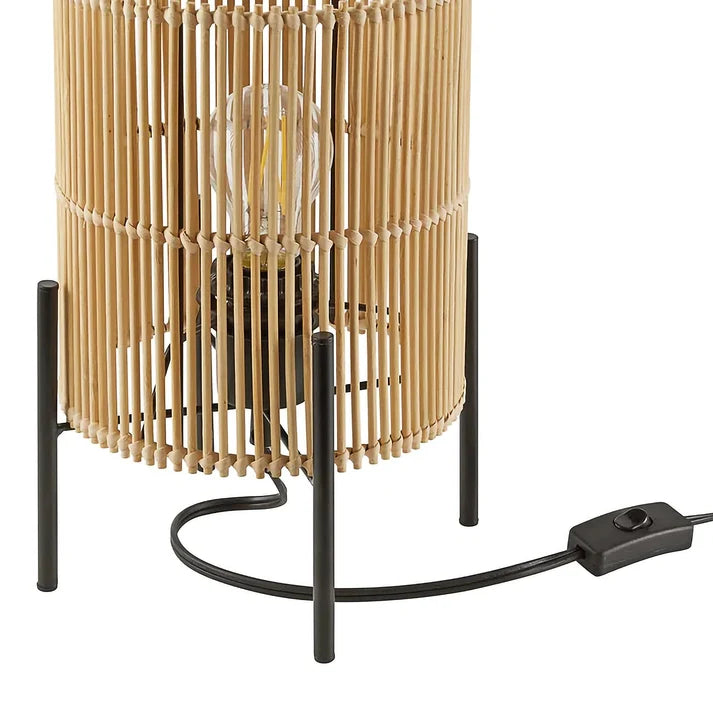 Rattan Table Lamp for Living Room | Bamboo Bedside Table Lamp - Artina