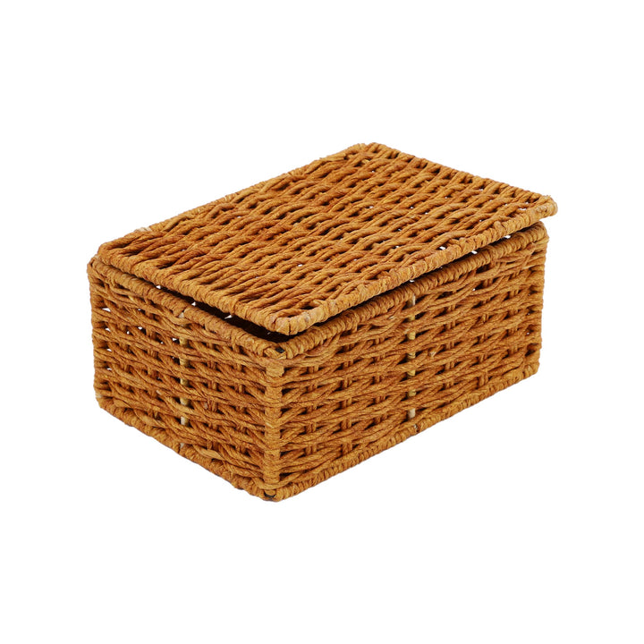 Seagrass Storage Basket with Lid 7x4.5x3 Inch for Home - Vossen