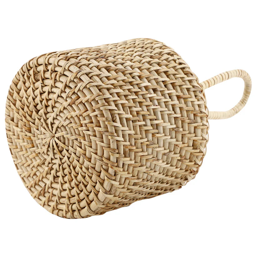 Cane Round Spoon Stand for Dining Table | Rattan Cutlery Holder - Preston