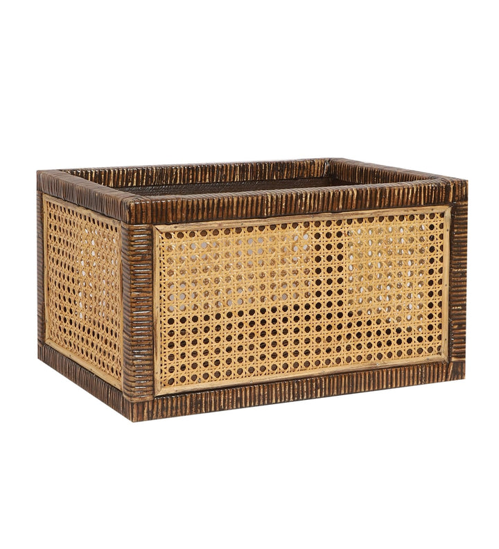 Luxury Rattan Handicrafts  Rattan cane webbing Storage basket | Wicker basket for storage organizer | Kauna Grass storage basket For Home | Kitchn Living Room - (Medium, Dark Brown) - Luxury Rattan Handicrafts 