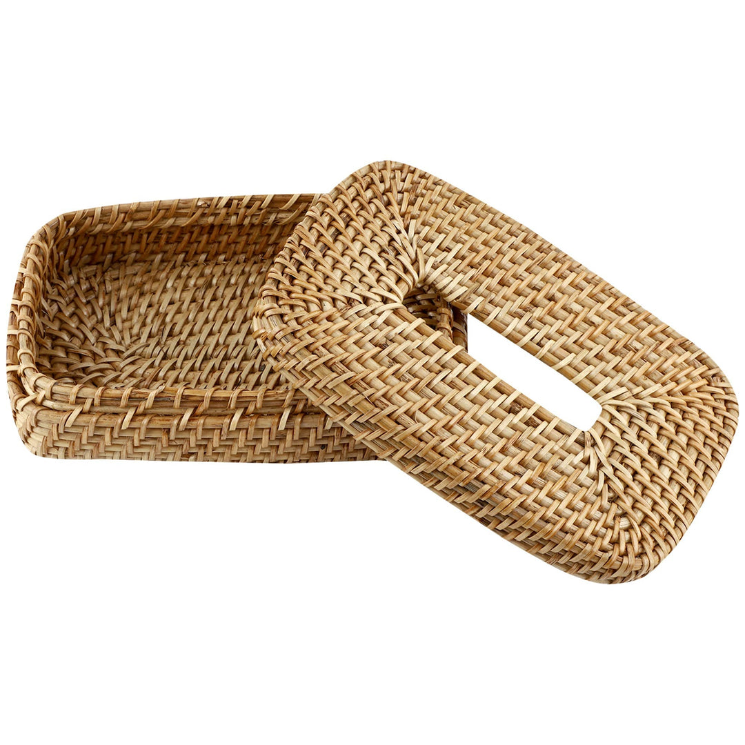 Rattan Tissue Box Holder for Bathroom | Cane Napkin Dispenser - Aricson