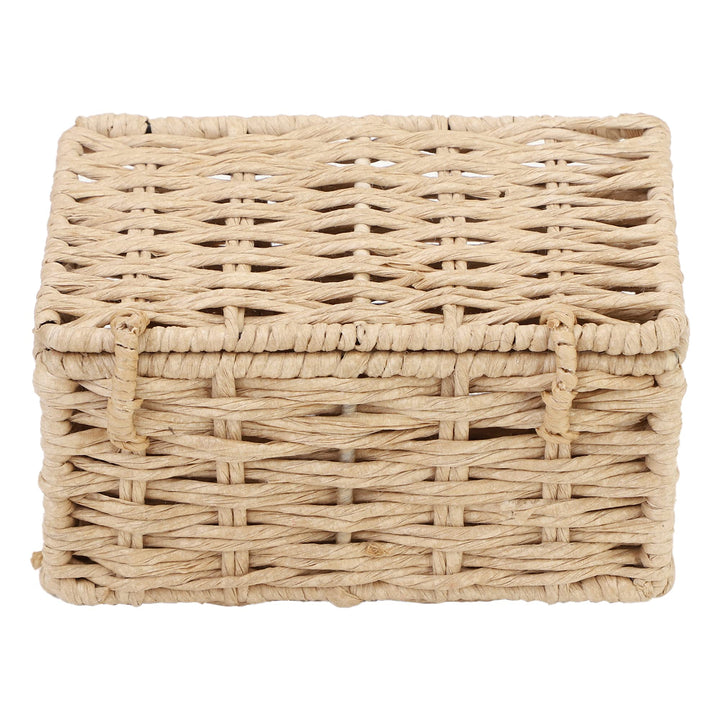 Luxury Rattan Handicrafts  wicker water hyacinth kauna grass bamboo cane Storage Basket with Lids Rectangular Handwoven Wicker Organizer Baskets D