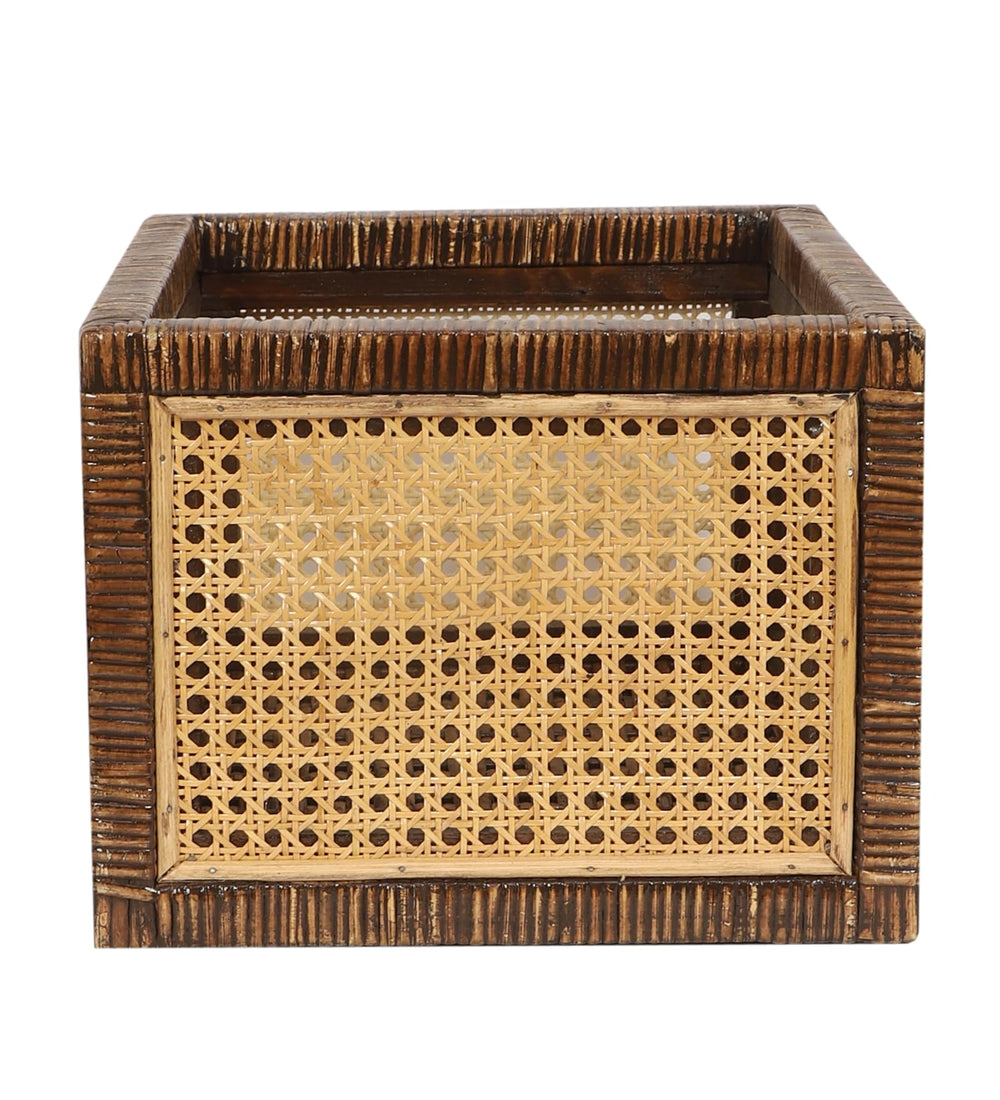 Luxury Rattan Handicrafts  Rattan cane webbing Storage basket | Wicker basket for storage organizer | Kauna Grass storage basket For Home | Kitchn Living Room - (Medium, Dark Brown) - Luxury Rattan Handicrafts 