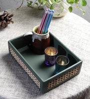 Rattan Serving Tray for Dining Table | Cane Tray with Handles - Quenten