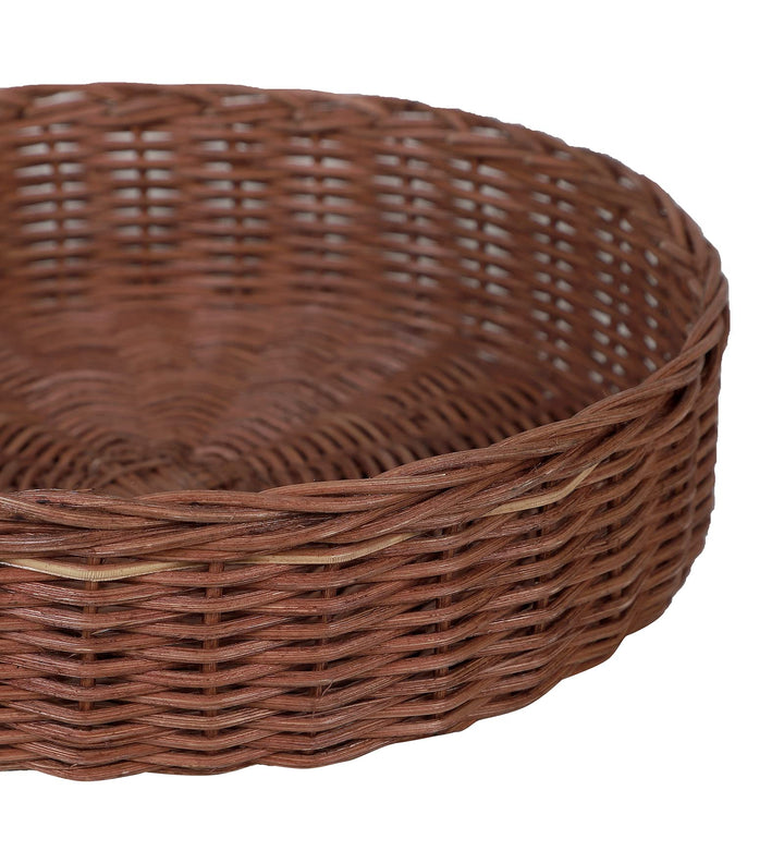 Luxury Rattan Handicrafts  Wicker Serving Tray Wooden Serving Tray for Home | Dining Table Decorative Trays | Serving Tray for Party Guests | Platter with Handles Diwali or Deepawali Gifts | 10 x 10 x 2 (Brown) - Luxury Rattan Handicrafts 