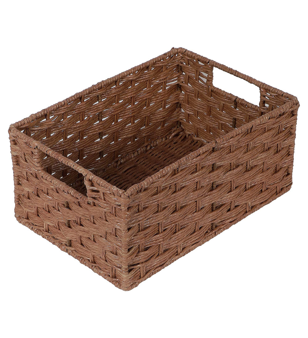 Luxury Rattan Handicrafts  Bamboo Rattan Wicker Basket for Cloths, Storage, Bin Organizer for Toiletry Cosmetic (Brown, 13 x 9 x 6,Pack of 1)