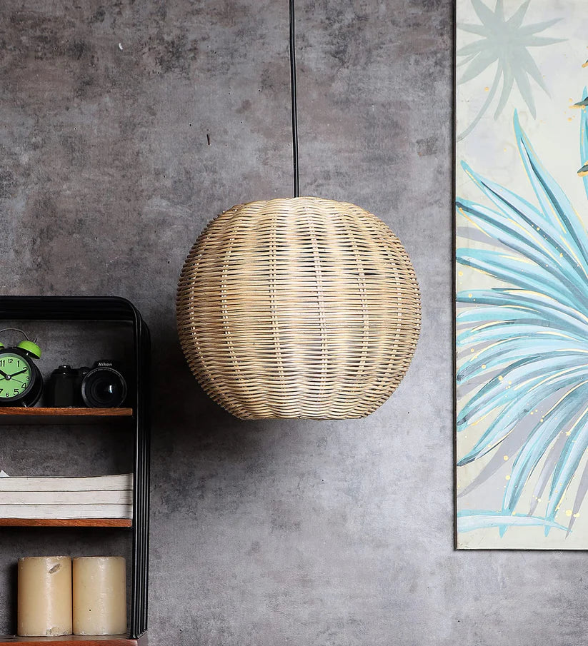 Bamboo Ceiling Light for Dining Room | Rattan Flush Mount Lamp - Avril