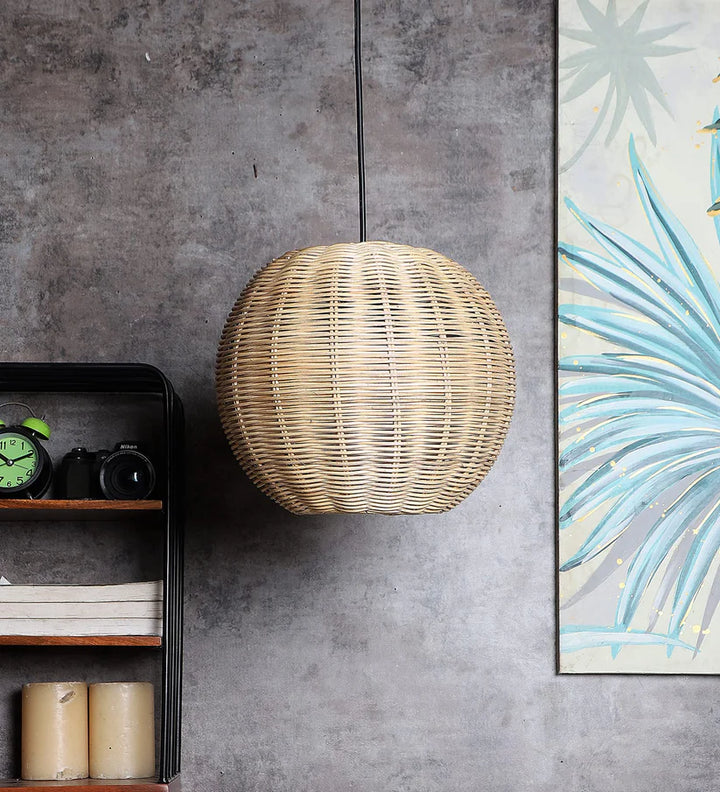 Bamboo Ceiling Light for Dining Room | Rattan Flush Mount Lamp - Avril