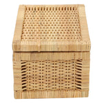 Luxury Rattan Handicrafts  wicker water hyacinth kauna grass bamboo cane Storage Basket with Lids Rectangular Handwoven Wicker Organizer Baskets D