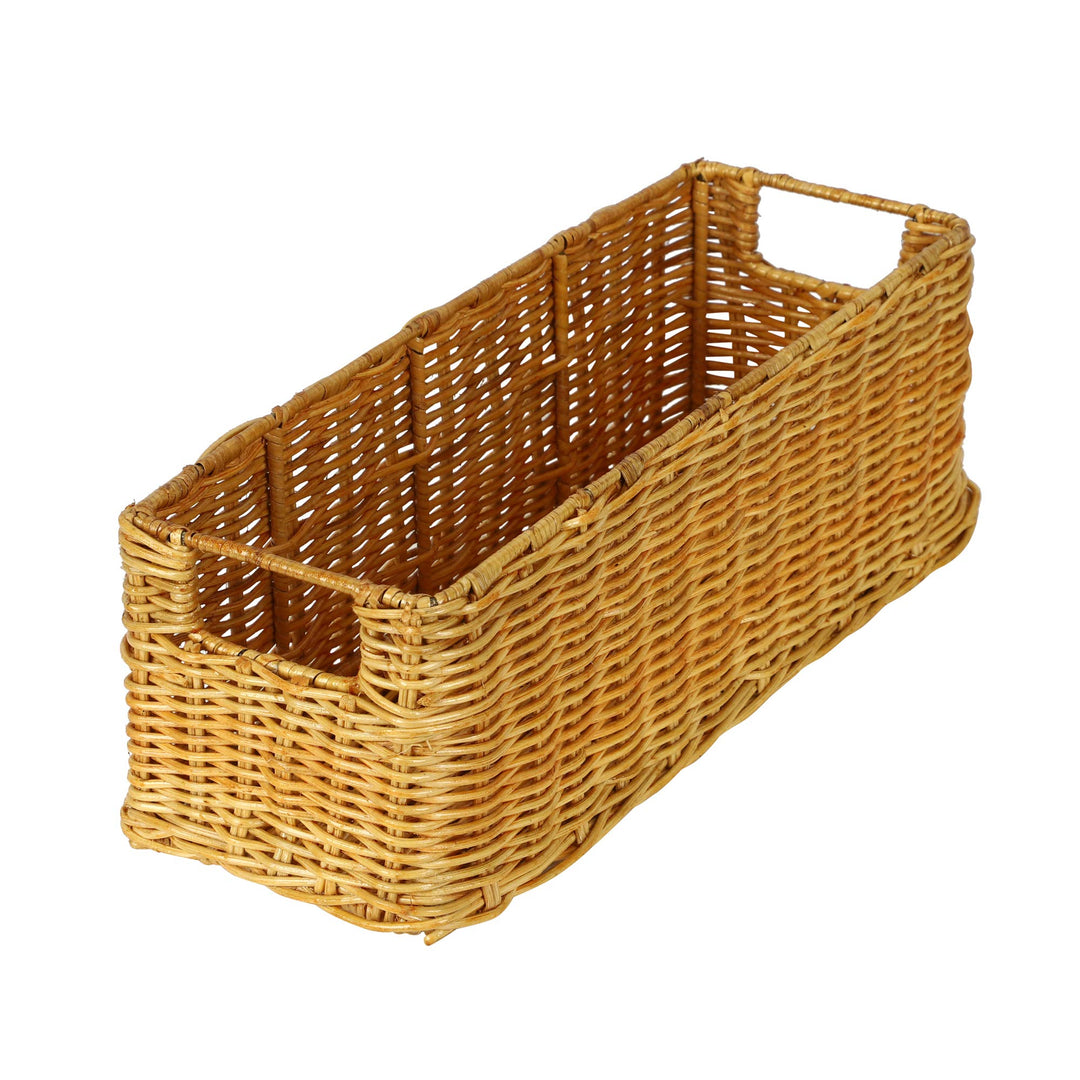 Rattan Storage Basket 14x4.5 Inch for Bathroom - Wilderson