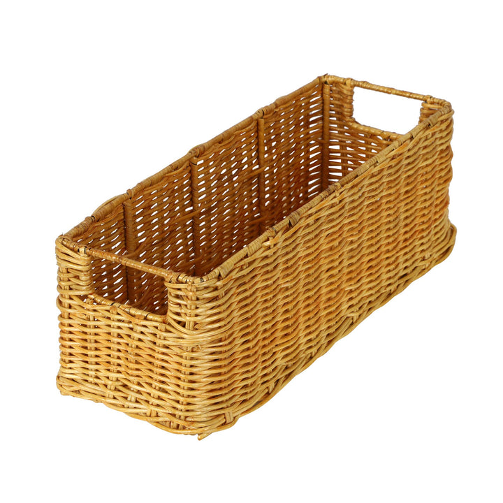 Rattan Storage Basket 14x4.5 Inch for Bathroom - Wilderson