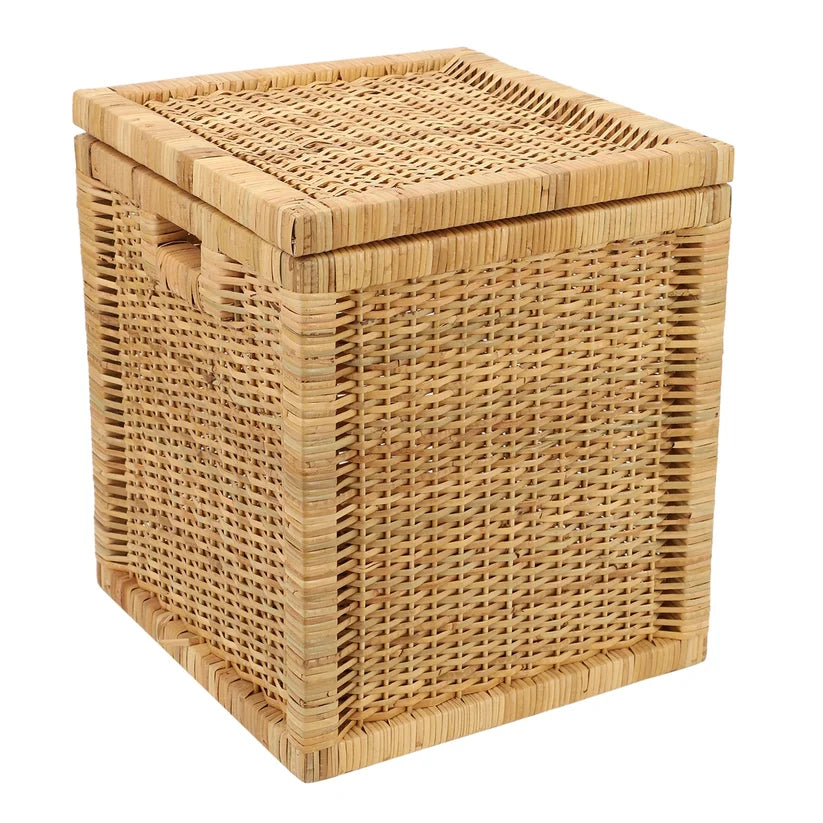 Wicker Storage Basket with Lid for Bathroom - Torrenfield
