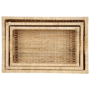 Rattan Storage Basket Set of 3 | Bamboo Brass Nesting Baskets - Avery