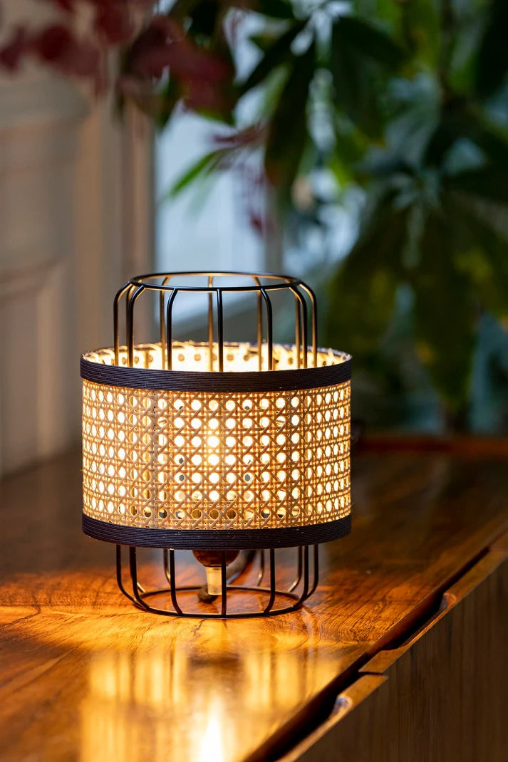 Rattan Table Lamp for Living Room | Bamboo Bedside Table Lamp - Levi