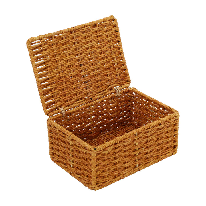 Seagrass Storage Basket with Lid 7x4.5x3 Inch for Home - Vossen