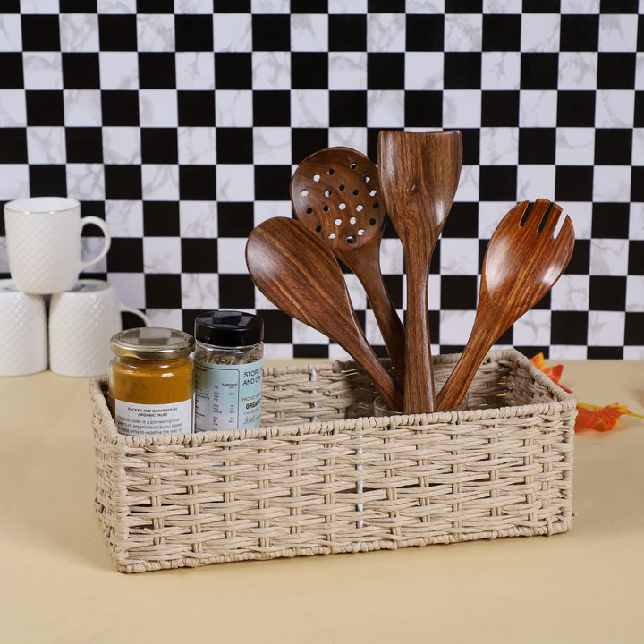 Seagrass Wicker Vanity Tray for Bathroom | Rattan Organizer Tray - Amaya