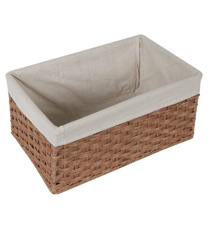 Luxury Rattan Handicrafts  Handcrafted Rectangular Wicker Basket for Cloths, Storage Basket, Bin Organizer for Toiletry Cosmetic Towels Toys Bathr