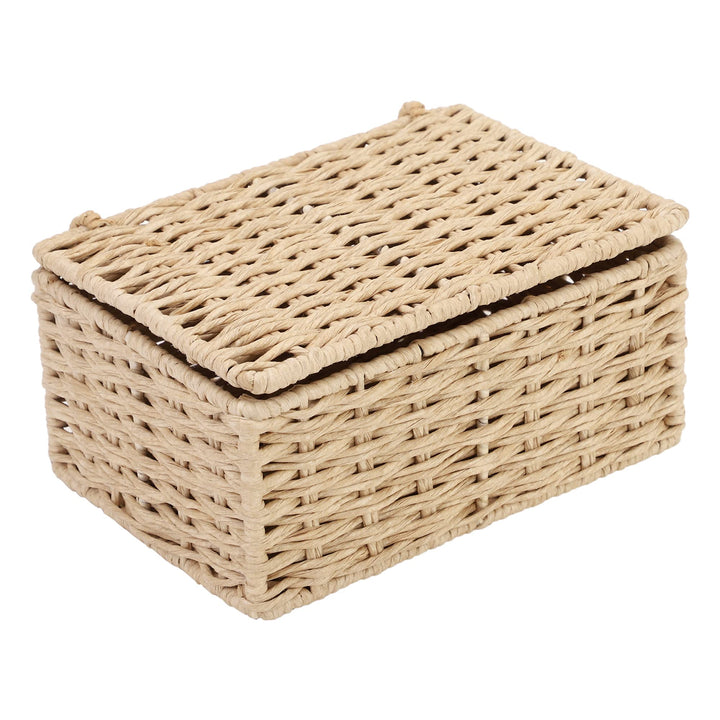 Seagrass Storage Basket with Lid 10x8x4 Inch for Home - Quintus